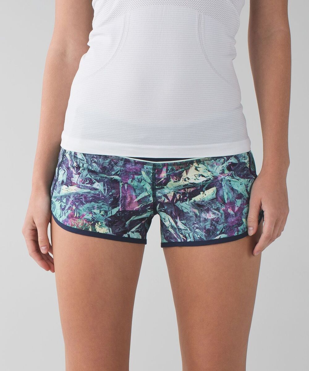 Lululemon Run Speed Short Women's Iridescent Multi Navy Stretch Elastic Waist